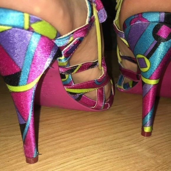 Schutz Satin Sz 8 Satin Wrap Around Heeled Sandals - Picture 2 of 9